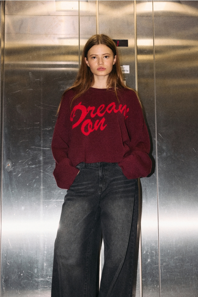 NMSHYLA L/S O-NECK KNIT FWD DD 27034683 WINDSOR WINE/RACING